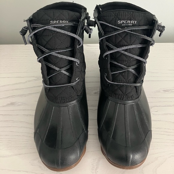 Sperry saltwater black diamond quilted shiny duck boots - Picture 2 of 5